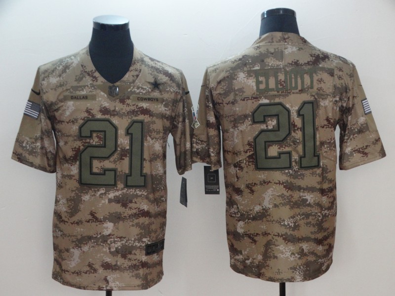 Men's Dallas Cowboys Ezekiel Elliott #21 Camouflage Jersey